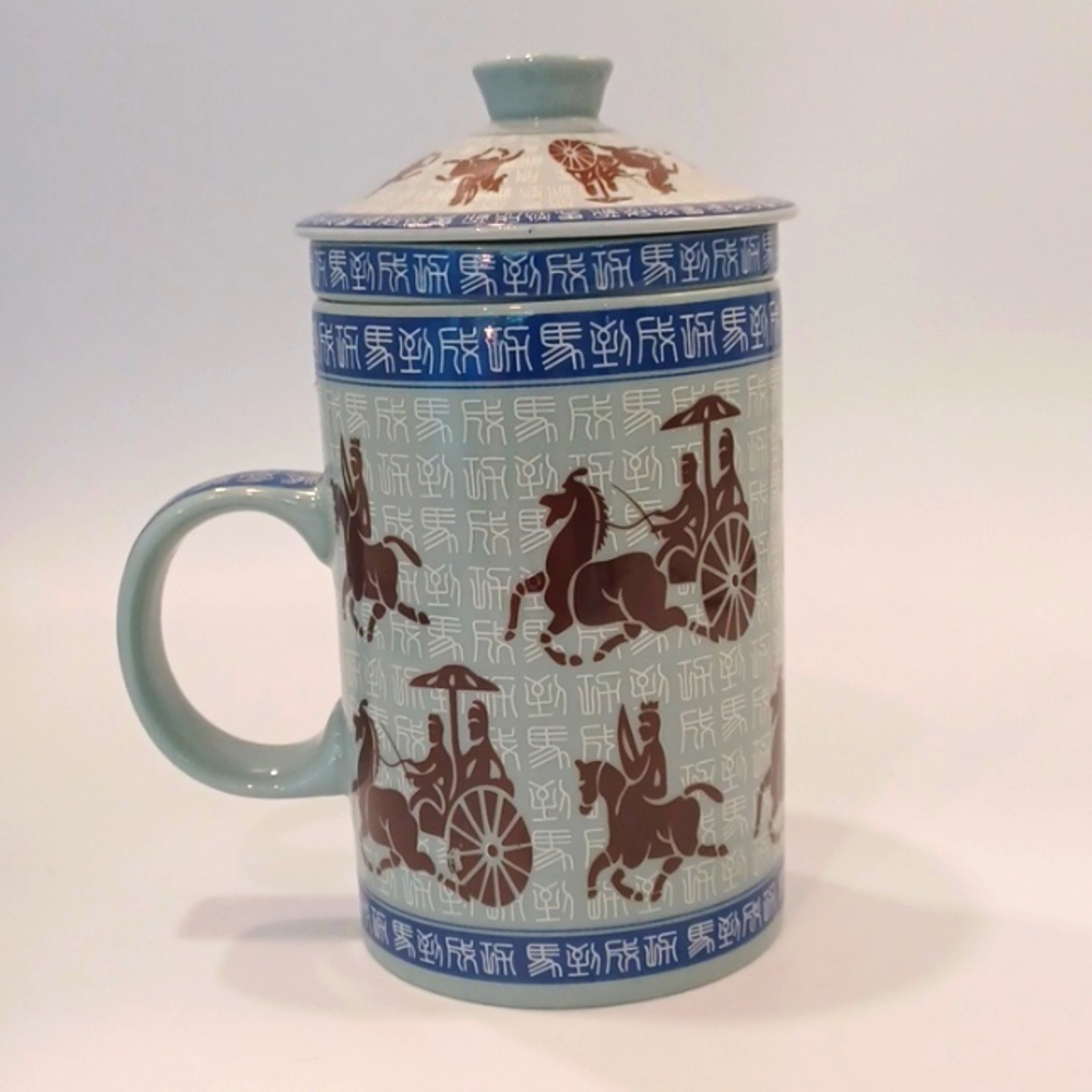 Vintage Asian Chariots Tea Infuser Mug Set - Picture 3 of 11